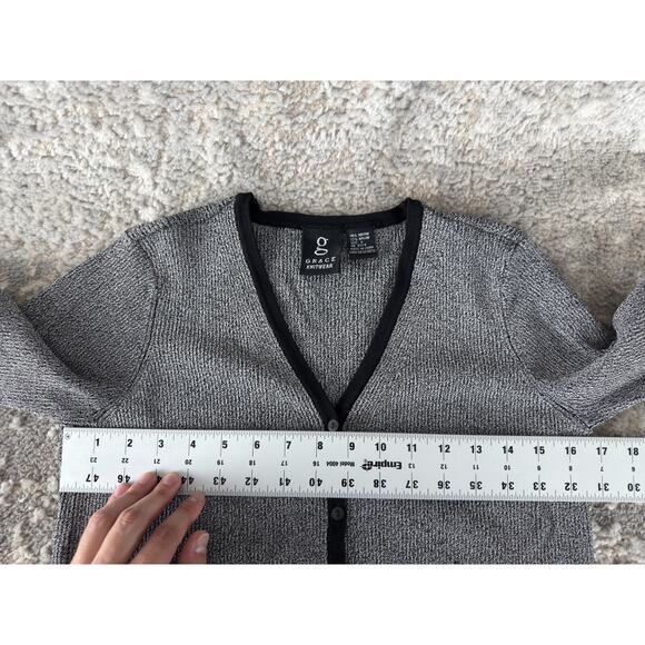 Grace Knitwear Size S Casual V Neck Cardigan Sweater Gray Long Sleeve Button - Picture 5 of 8